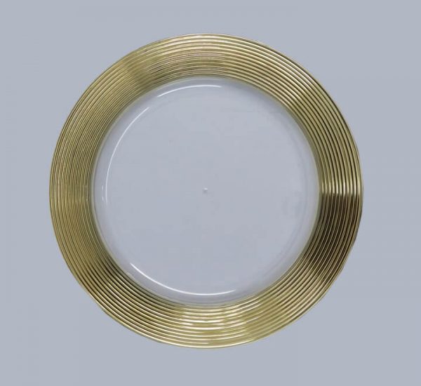 Clear Plastic Underplate with Multi Circle Gold Rim