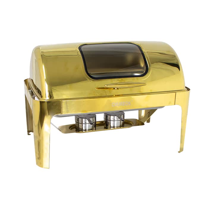 Rectangular Roll Top Chafing Dish Gold