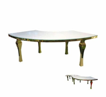 Curve table white with gold frame