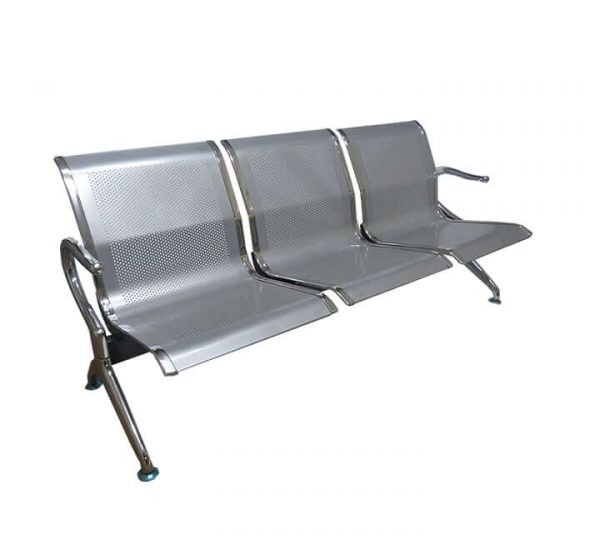 3 Seater Flash Silver Steel Waiting Area Bench