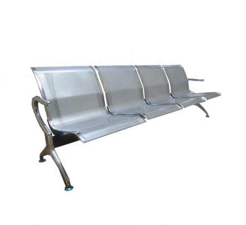 4 Seater Flash Silver Steel Waiting Area Bench